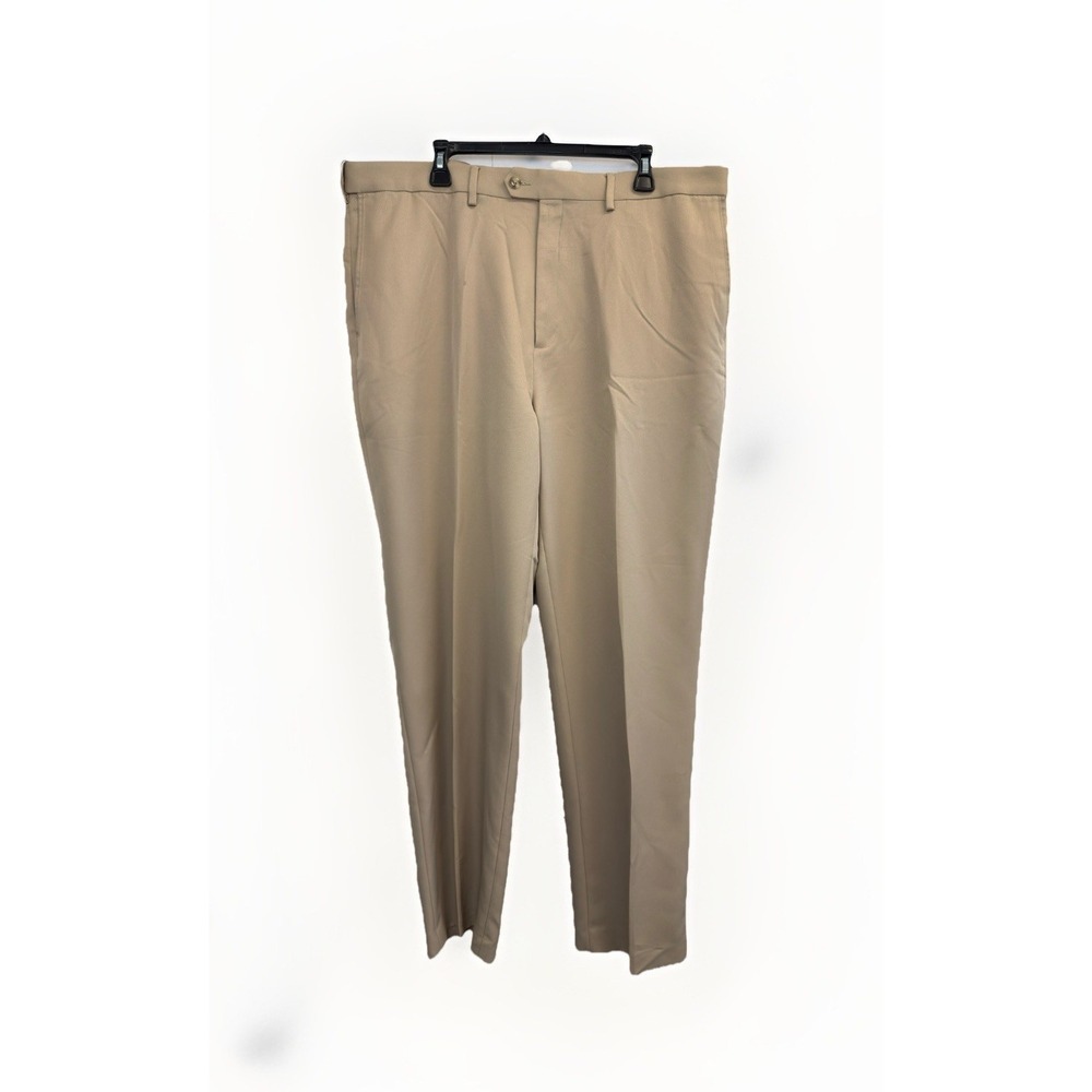 Roundtree & Yorke Easy Care Pants 42X34 Beige‎ Classic Fit Flat Front Khaki
